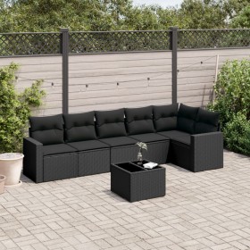 7-piece garden dining set with black synthetic rattan cushions by , Modular outdoor sofas - Ref: Foro24-3251332, Price: 480,0...