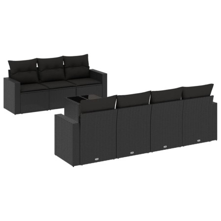 Set aus 8-teiligen Gartensofas und Kissen Kunstrattan schwarz von , Modulare Sofas für den Außenbereich - Ref: Foro24-3251062...