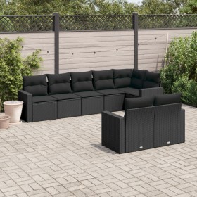 Set aus 8-teiligen Gartensofas und Kissen Kunstrattan schwarz von , Modulare Sofas für den Außenbereich - Ref: Foro24-3251552...