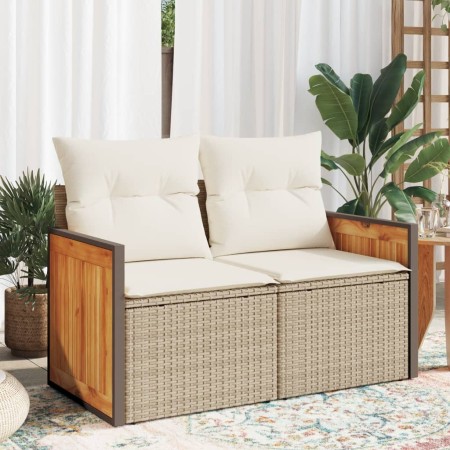 Garden sofa with 2-seater synthetic beige rattan cushions by , Outdoor sofas - Ref: Foro24-366068, Price: 193,99 €, Discount: %