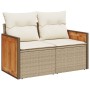 Garden sofa with 2-seater synthetic beige rattan cushions by , Outdoor sofas - Ref: Foro24-366068, Price: 193,99 €, Discount: %