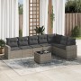 Garden sofa set 8 pieces and gray synthetic rattan cushions by , Garden sets - Ref: Foro24-3219050, Price: 541,67 €, Discount: %