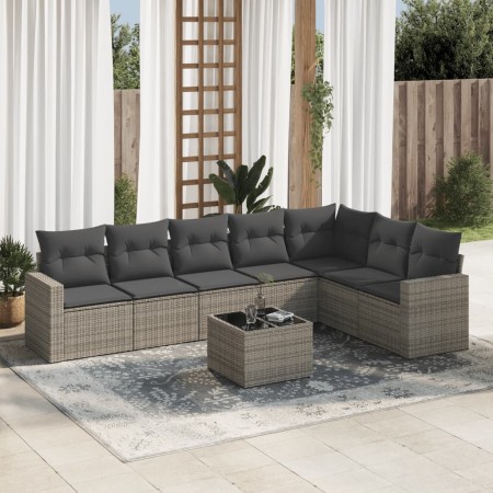 Set de sofás de jardín 8 pzas y cojines ratán sintético gris de , Conjuntos de jardín - Ref: Foro24-3219050, Precio: 541,67 €...