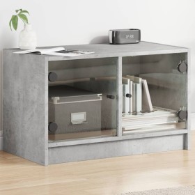 TV stand with gray concrete glass doors 68x37x42 cm by , TV Furniture - Ref: Foro24-836360, Price: 57,99 €, Discount: %