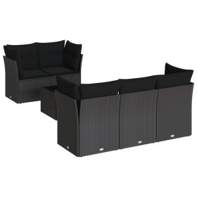 Set aus 6-teiligen Gartensofas und Kissen Kunstrattan schwarz von , Gartensets - Ref: Foro24-3249084, Preis: 435,99 €, Rabatt: %