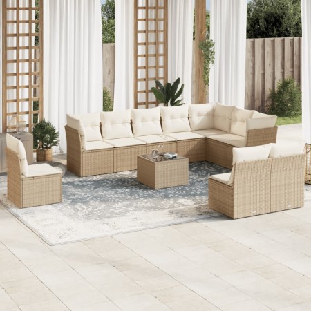 Set de sofás de jardín 11pzas con cojines ratán sintético beige de , Conjuntos de jardín - Ref: Foro24-3217808, Precio: 797,5...