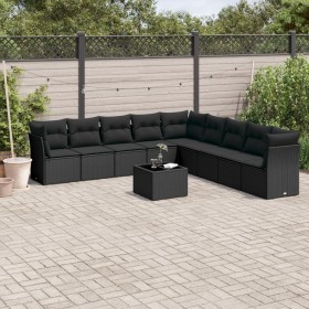 Set de sofás de jardín 10 pzas cojines ratán sintético negro de , Conjuntos de jardín - Ref: Foro24-3217785, Precio: 595,99 €...