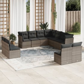 Garden sofa set 11 pieces and gray synthetic rattan cushions by , Garden sets - Ref: Foro24-3217820, Price: 681,71 €, Discoun...