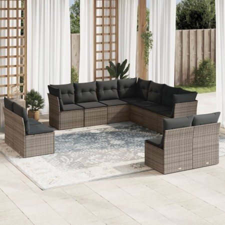 Garden sofa set 11 pieces and gray synthetic rattan cushions by , Garden sets - Ref: Foro24-3217820, Price: 705,59 €, Discoun...