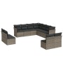 Garden sofa set 11 pieces and gray synthetic rattan cushions by , Garden sets - Ref: Foro24-3217820, Price: 705,59 €, Discoun...