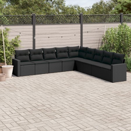 Set aus 8-teiligen Gartensofas und Kissen Kunstrattan schwarz von , Modulare Sofas für den Außenbereich - Ref: Foro24-3251422...