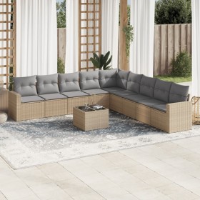 Gartensofa-Set mit beigen Kissen, 10-teilig, synthetisches Rattan von , Modulare Sofas für den Außenbereich - Ref: Foro24-325...