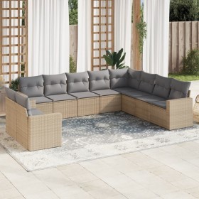 Gartensofa-Set mit beigen Kissen, 10-teilig, synthetisches Rattan von , Modulare Sofas für den Außenbereich - Ref: Foro24-325...