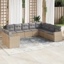 Garden sofa set with beige cushions 10 pieces synthetic rattan by , Modular outdoor sofas - Ref: Foro24-3251506, Price: 783,9...