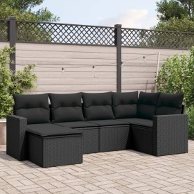 Set aus 6-teiligen Gartensofas und Kissen Kunstrattan schwarz von , Modulare Sofas für den Außenbereich - Ref: Foro24-3251592...