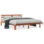 Estructura cama con cabecero madera pino marrón cera 160x200 cm de , Camas y somieres - Ref: Foro24-844276, Precio: 117,70 €,...