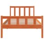 Bed frame with wax brown pine wood headboard 90x190 cm by , Beds and slatted bases - Ref: Foro24-844390, Price: 74,43 €, Disc...