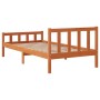 Bed frame with wax brown pine wood headboard 90x190 cm by , Beds and slatted bases - Ref: Foro24-844390, Price: 74,43 €, Disc...