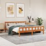 Estructura cama con cabecero madera pino marrón cera 160x200 cm de , Camas y somieres - Ref: Foro24-844399, Precio: 121,07 €,...