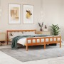 Bed frame with wax brown pine wood headboard 180x200 cm by , Beds and slatted bases - Ref: Foro24-844400, Price: 131,01 €, Di...