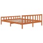 Bed frame with wax brown pine wood headboard 180x200 cm by , Beds and slatted bases - Ref: Foro24-844400, Price: 131,01 €, Di...