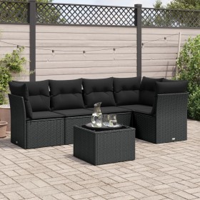 Set aus 6-teiligen Gartensofas und Kissen Kunstrattan schwarz von , Gartensets - Ref: Foro24-3249444, Preis: 427,95 €, Rabatt: %