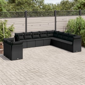 Garden sofa set 11 pieces and black synthetic rattan cushions by , Garden sets - Ref: Foro24-3249714, Price: 729,64 €, Discou...