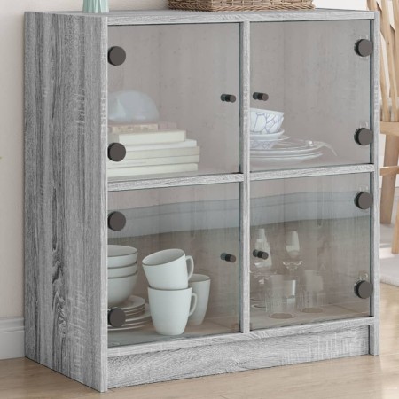 Armario auxiliar puertas de vidrio gris Sonoma 68x37x75,5 cm de , Aparadores - Ref: Foro24-836383, Precio: 97,99 €, Descuento: %