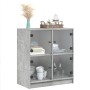 Armario auxiliar puertas de vidrio gris hormigón 68x37x75,5 cm de , Aparadores - Ref: Foro24-836381, Precio: 82,69 €, Descuen...