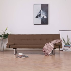 Sofa bed with two brown polyester pillows by vidaXL, Sofas - Ref: Foro24-282186, Price: 182,77 €, Discount: %