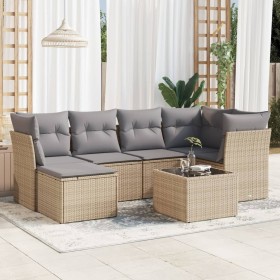 Set of 7-piece garden sofas and beige synthetic rattan cushions by , Garden sets - Ref: Foro24-3217959, Price: 433,99 €, Disc...