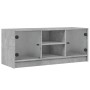 Mueble de TV con puertas de vidrio gris hormigón 102x37x42 cm de , Muebles TV - Ref: Foro24-836374, Precio: 69,50 €, Descuent...