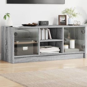 TV stand with Sonoma gray glass doors 102x37x42 cm by , TV Furniture - Ref: Foro24-836376, Price: 81,99 €, Discount: %