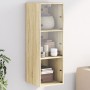 Wall-mounted cabinet with glass doors Sonoma oak 35x37x100 cm by , Lockers and storage cabinets - Ref: Foro24-836485, Price: ...