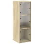 Wall-mounted cabinet with glass doors Sonoma oak 35x37x100 cm by , Lockers and storage cabinets - Ref: Foro24-836485, Price: ...