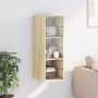 Wall-mounted cabinet with glass doors Sonoma oak 35x37x100 cm by , Lockers and storage cabinets - Ref: Foro24-836485, Price: ...