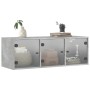 Wall-mounted furniture with gray glass doors and concrete finish, 102x37x35 cm. by , Lockers and storage cabinets - Ref: Foro...