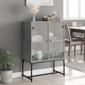 Auxiliary cabinet with gray concrete glass doors 69x37x100 cm by , Sideboards - Ref: Foro24-836549, Price: 71,99 €, Discount: %