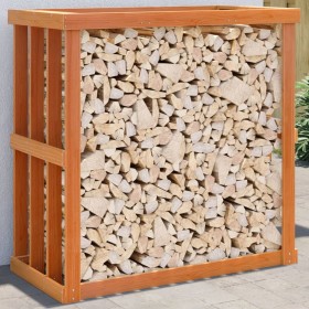 Outdoor firewood rack made of brown pine wood with wax finish, measuring 109x52x106 cm. by , Firewood bags and holders - Ref:...