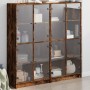 Shelving unit with smoked oak wood doors 136x37x142 cm by , Bookcases and shelves - Ref: Foro24-3206521, Price: 252,71 €, Dis...