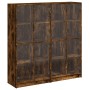 Shelving unit with smoked oak wood doors 136x37x142 cm by , Bookcases and shelves - Ref: Foro24-3206521, Price: 252,71 €, Dis...