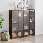 Shelving unit with smoked oak wood doors 136x37x142 cm by , Bookcases and shelves - Ref: Foro24-3206521, Price: 252,71 €, Dis...