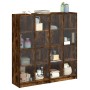 Shelving unit with smoked oak wood doors 136x37x142 cm by , Bookcases and shelves - Ref: Foro24-3206521, Price: 252,71 €, Dis...