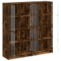 Shelving unit with smoked oak wood doors 136x37x142 cm by , Bookcases and shelves - Ref: Foro24-3206521, Price: 252,71 €, Dis...