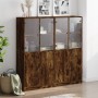 Shelving unit with smoked oak wood doors 136x37x142 cm by , Bookcases and shelves - Ref: Foro24-3206528, Price: 278,99 €, Dis...