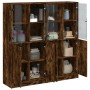 Shelving unit with smoked oak wood doors 136x37x142 cm by , Bookcases and shelves - Ref: Foro24-3206528, Price: 278,99 €, Dis...