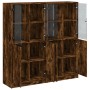 Shelving unit with smoked oak wood doors 136x37x142 cm by , Bookcases and shelves - Ref: Foro24-3206528, Price: 278,99 €, Dis...