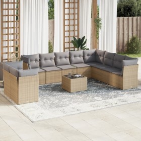 Set de sofás de jardín 11pzas con cojines ratán sintético beige de , Conjuntos de jardín - Ref: Foro24-3217869, Precio: 702,9...