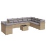 Set von 11-teiligen Gartensofas mit beigen Kissen aus synthetischem Rattan von , Gartensets - Ref: Foro24-3217869, Preis: 720...