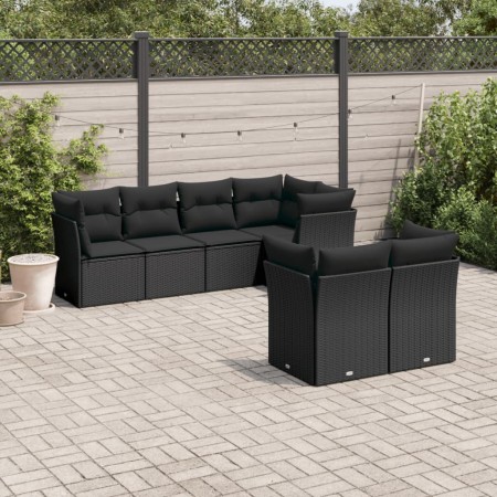 7-teiliges Garten-Esszimmerset und Kissen synthetisches Rattan schwarz von , Gartensets - Ref: Foro24-3217895, Preis: 443,69 ...